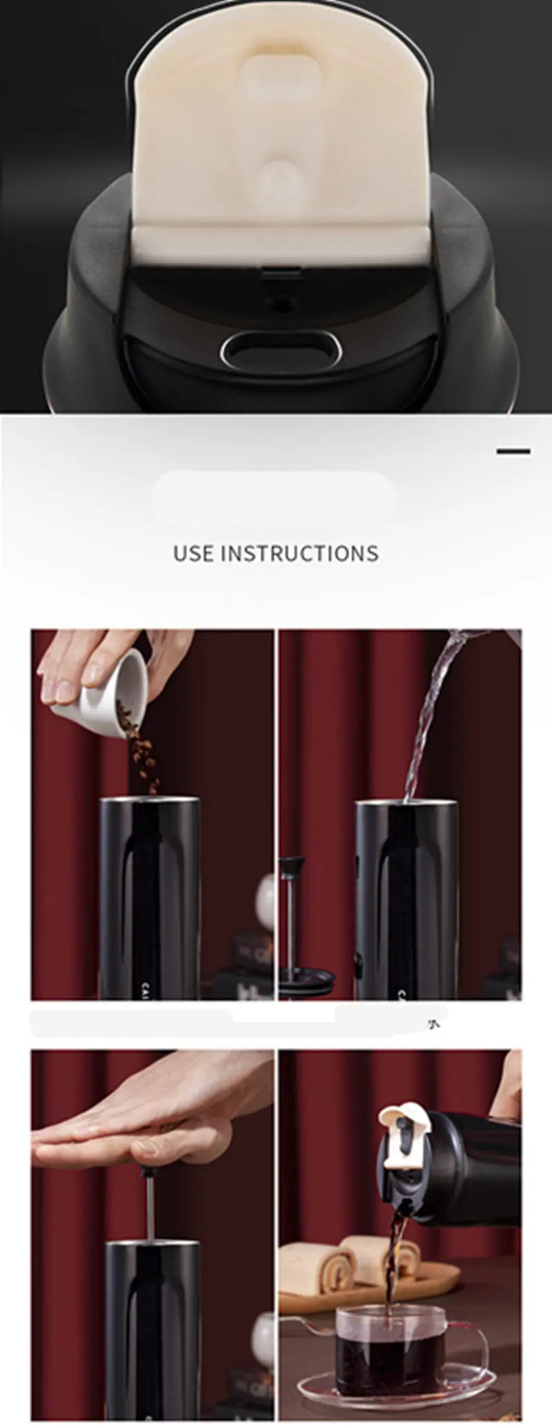 Portable French Press Coffee Maker 316 Stainless Steel Insulated Small French Press Pot For Camping Travel Cup Leakproof  470ML