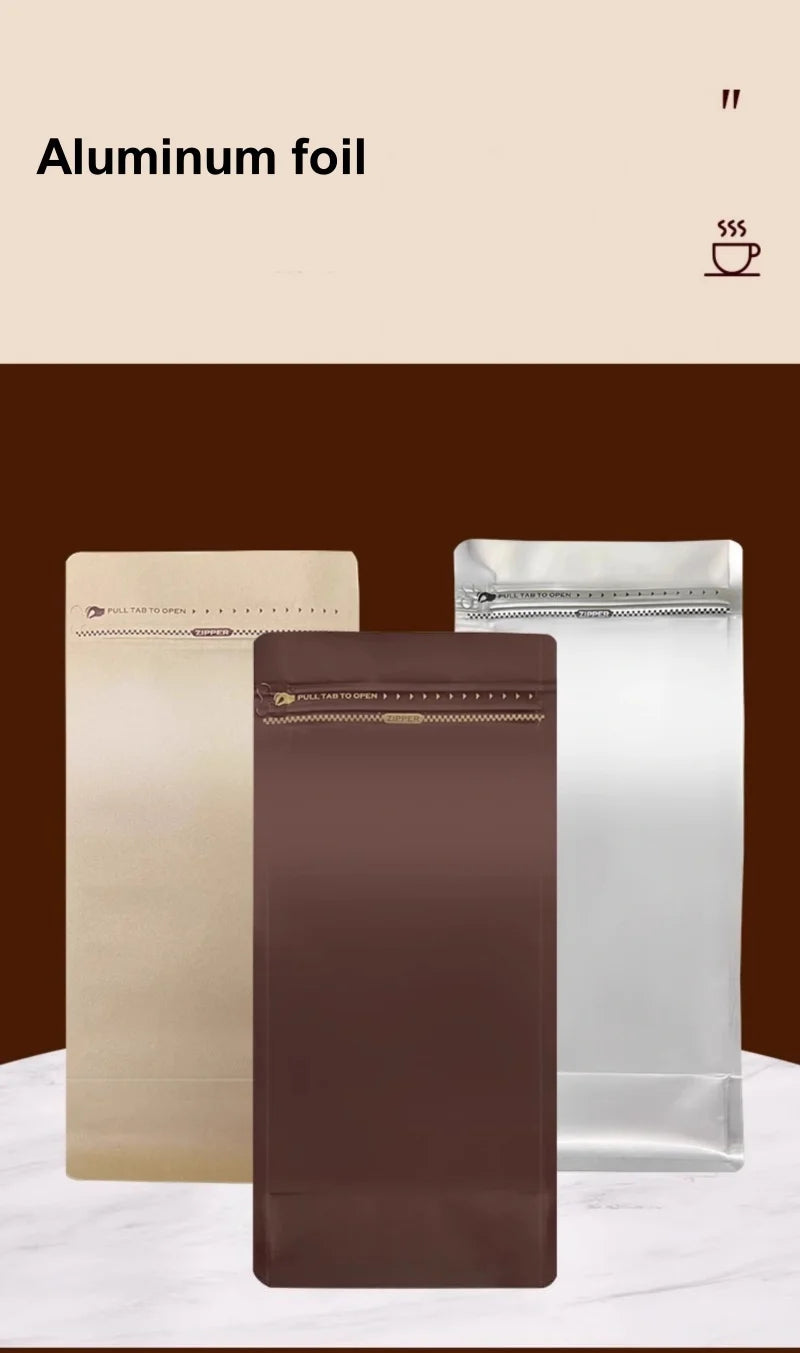 StoBag 50pcs Coffee Beans Bag Packaging with/No Valve Aluminum Foil Sealed for Powder Nuts Storage Reusable Pouches