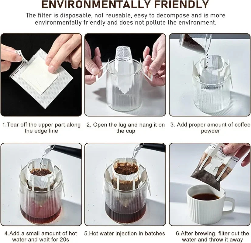 Coffee Filter Bags Disposable Drip Coffee Paper Pack Portable Hanging Ear Espresso Coffee Serve Making Tool Accessories