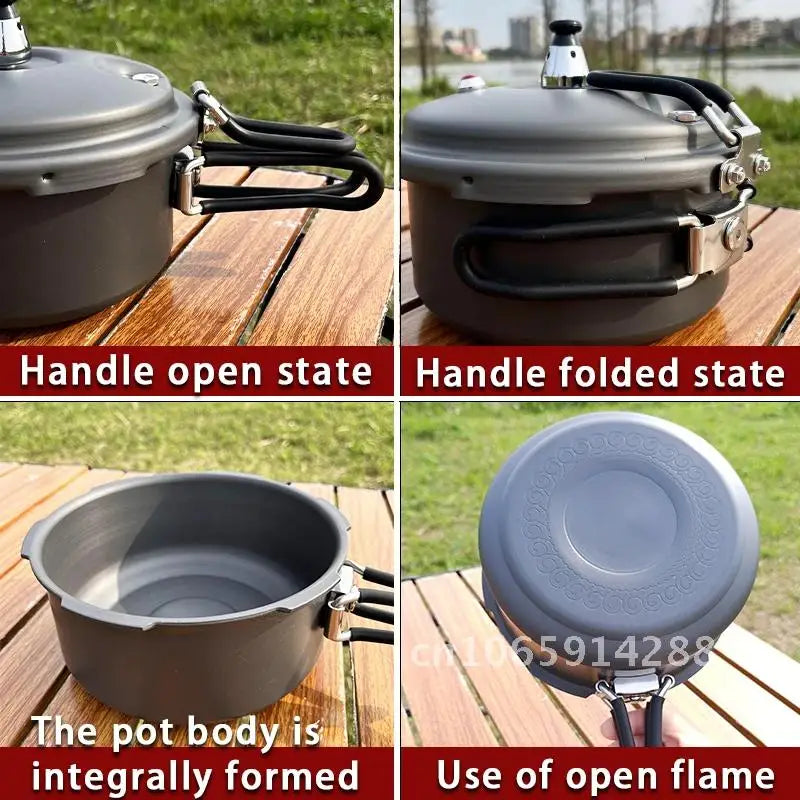 Portable Folding Outdoor Pressure Cooker Hiking Mountaineering Pressure Cooker 80kpa Plateau Cookware Camping Mini 1.8L