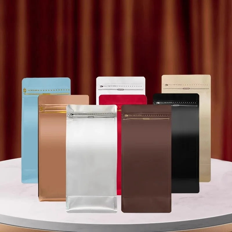 StoBag 50pcs Coffee Beans Bag Packaging with/No Valve Aluminum Foil Sealed for Powder Nuts Storage Reusable Pouches