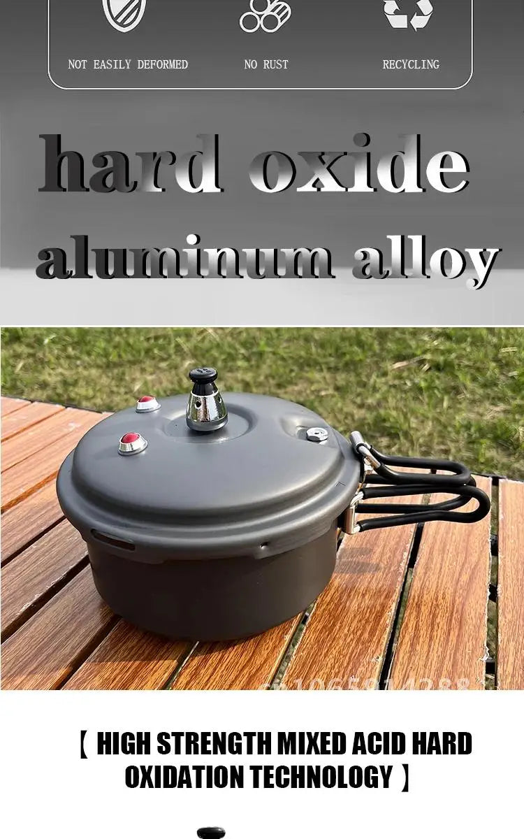 Portable Folding Outdoor Pressure Cooker Hiking Mountaineering Pressure Cooker 80kpa Plateau Cookware Camping Mini 1.8L
