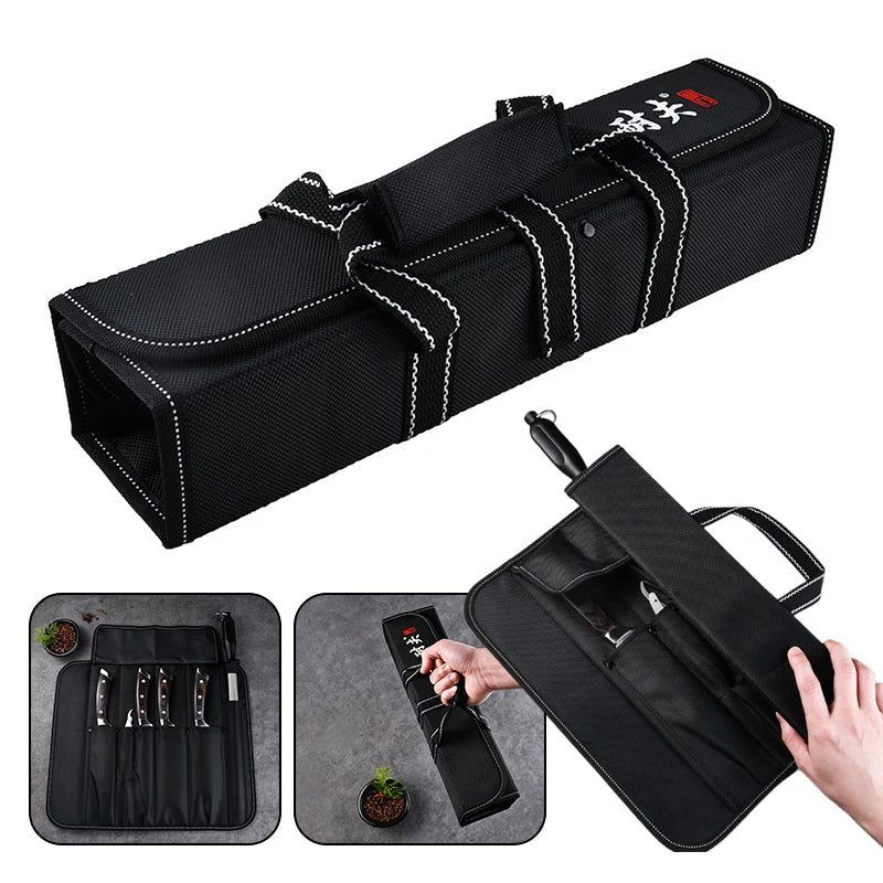 6 Pockets Cooking Chef Knife Roll Bag Kitchen Cutter Storage Holder Outdoor Camping Travel Portable Carry Knives Protective Case
