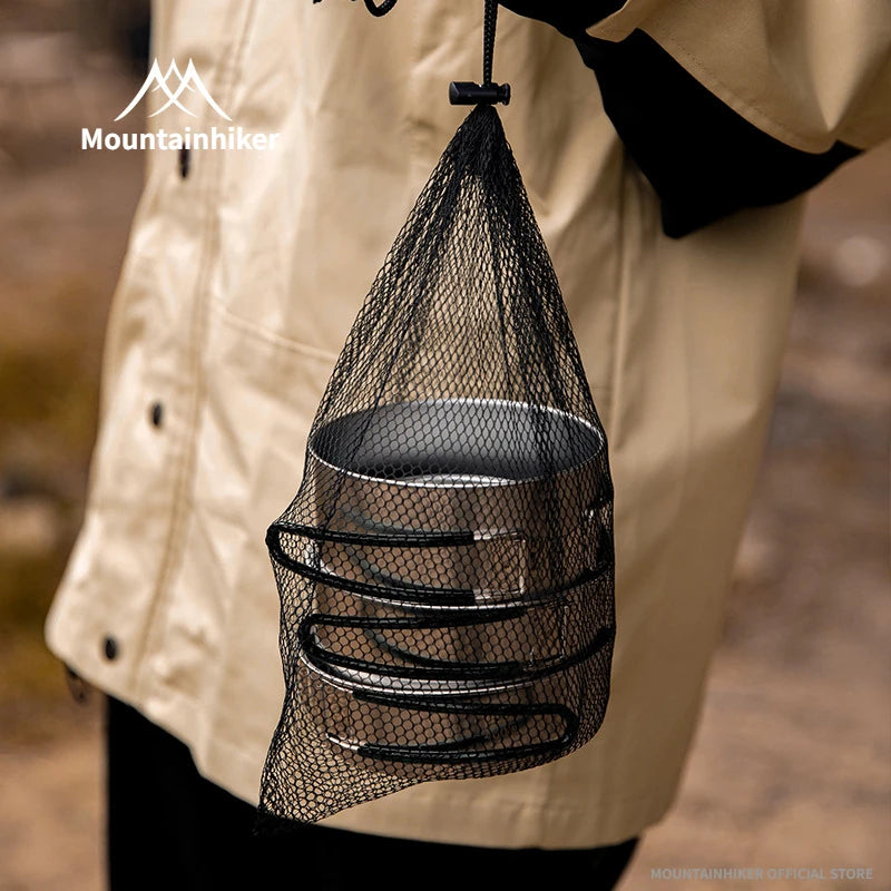 MOUNTAINHIKER 5PCS Camping Cookware 304 Stainless Steel Portable Outdoor Tableware Cookset Cooking Kit Pan Pot Hiking BBQ Picnic