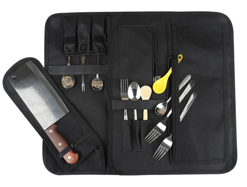Chef Knife Roll Bag Kitchen Meat Cleaver Slicing Utensils Storage Pocket Camping Hunting Nakiri Japanese Knives Carry Case