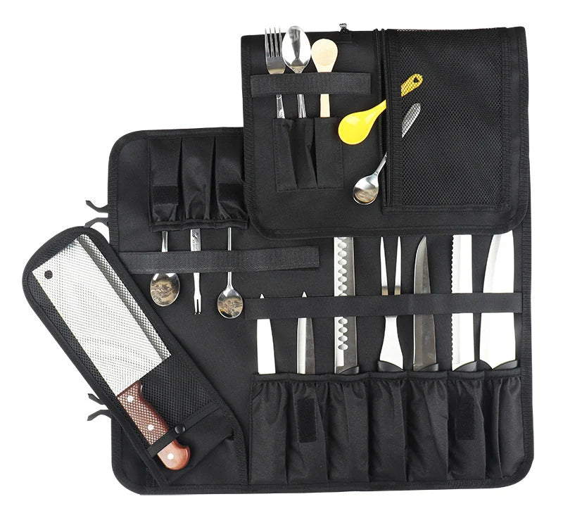Chef Knife Roll Bag Kitchen Meat Cleaver Slicing Utensils Storage Pocket Camping Hunting Nakiri Japanese Knives Carry Case