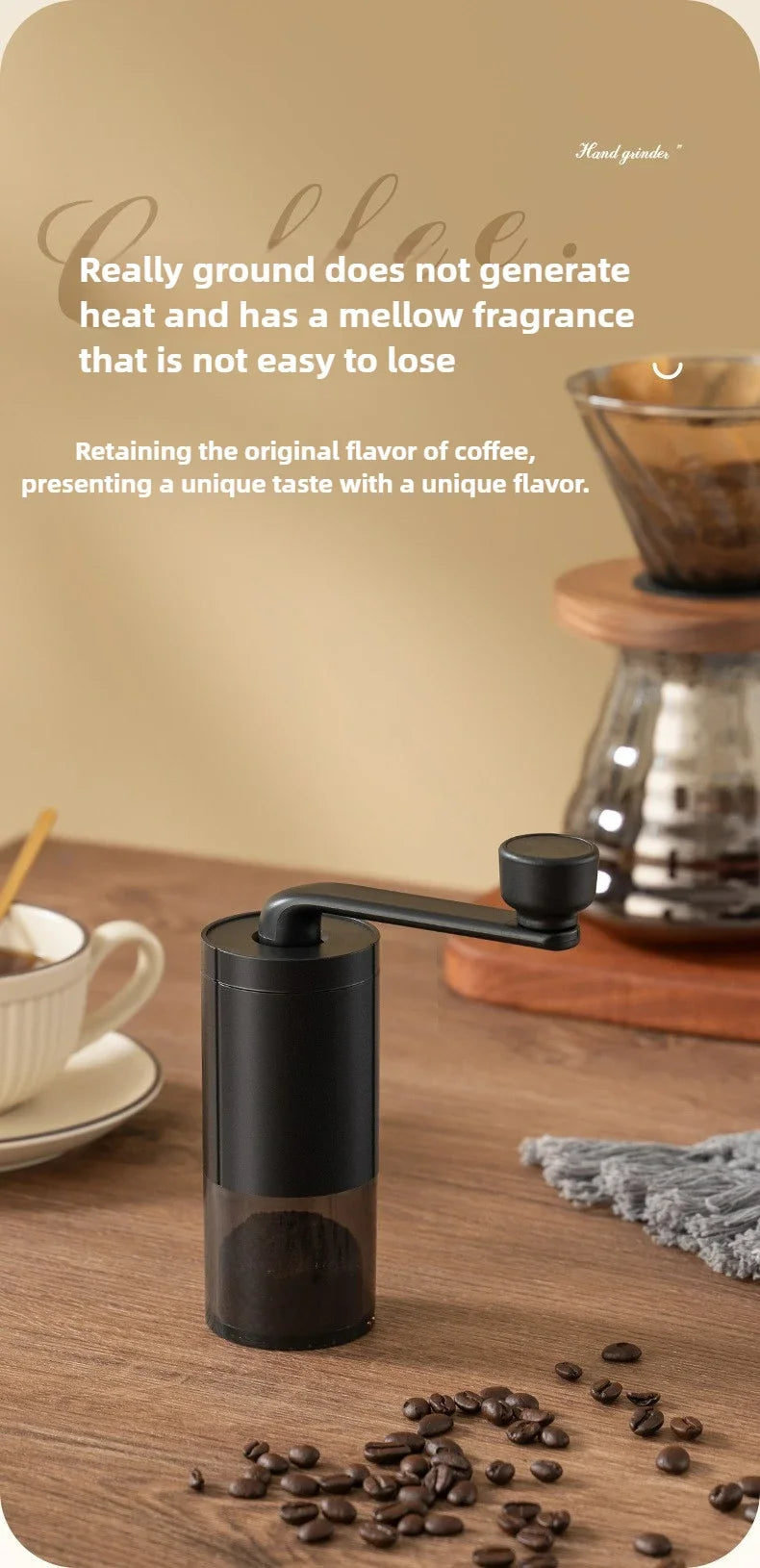 2025 New Hand Cranked Coffee Grinder Portable Adjustable Grinder Home Outdoors Travel Hand Crank Coffee Utensil