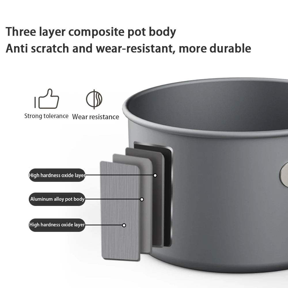 Camping Cookware Set Outdoor Pot Tableware Kit Camp Kitchen Equipment Accessories Pot Outdoor Camping Hiking and Picnic Tourist