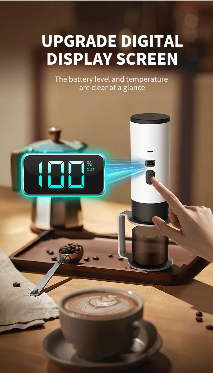 Portable electric coffee machine, capsule coffee maker with wireless heating function, suitable for cars and home camping