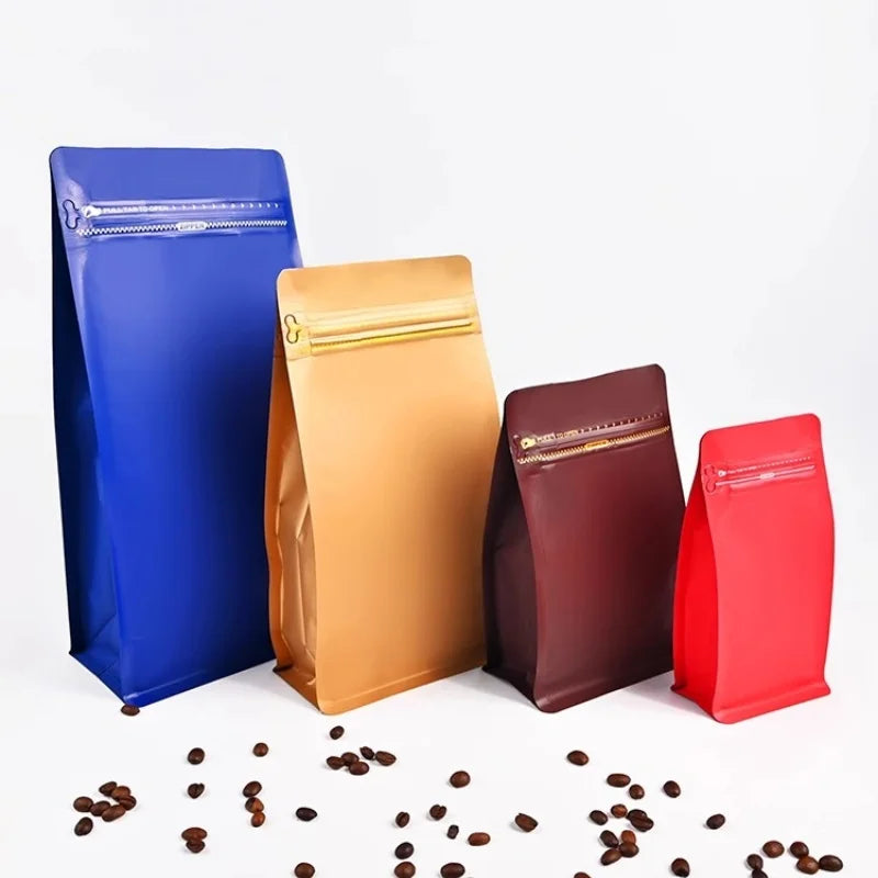 StoBag 50pcs Coffee Beans Bag Packaging with/No Valve Aluminum Foil Sealed for Powder Nuts Storage Reusable Pouches