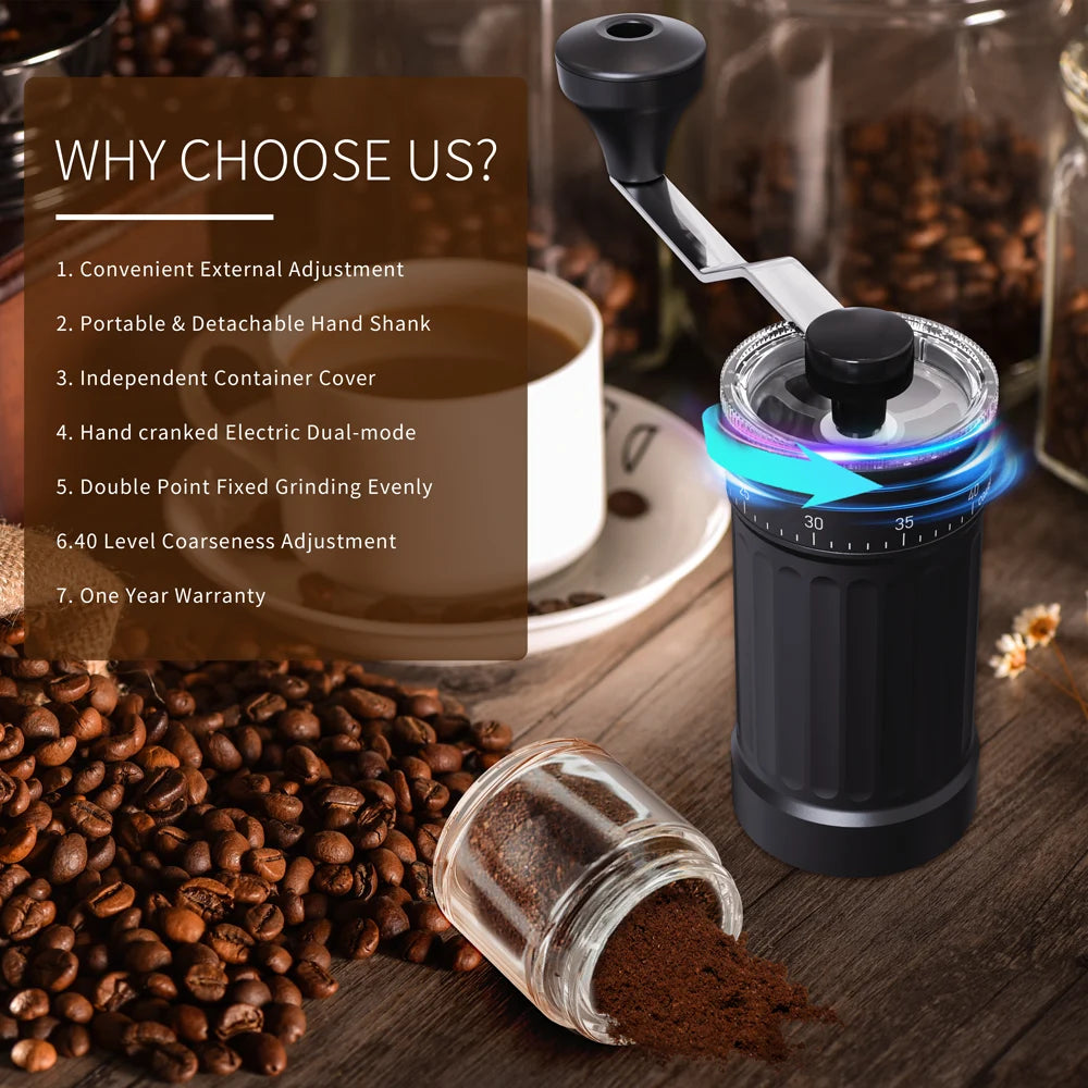 Mini Manual Coffee Grinder, 40 Adjustable Settings, Portable Hand Mill with 30g Capacity, Conical Burr for Espresso, Pour Over,
