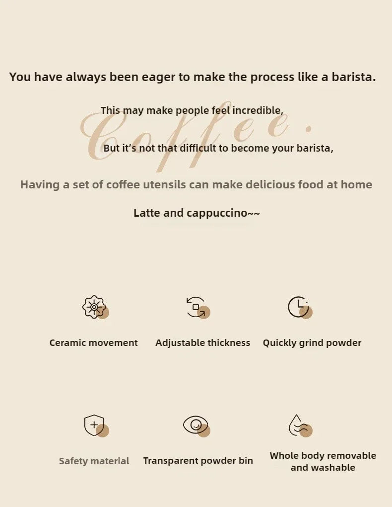 2025 New Hand Cranked Coffee Grinder Portable Adjustable Grinder Home Outdoors Travel Hand Crank Coffee Utensil