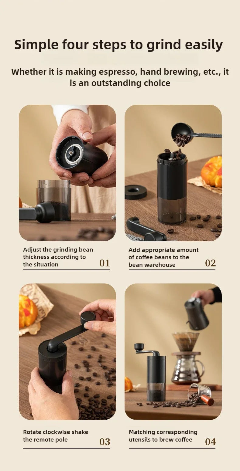 2025 New Hand Cranked Coffee Grinder Portable Adjustable Grinder Home Outdoors Travel Hand Crank Coffee Utensil