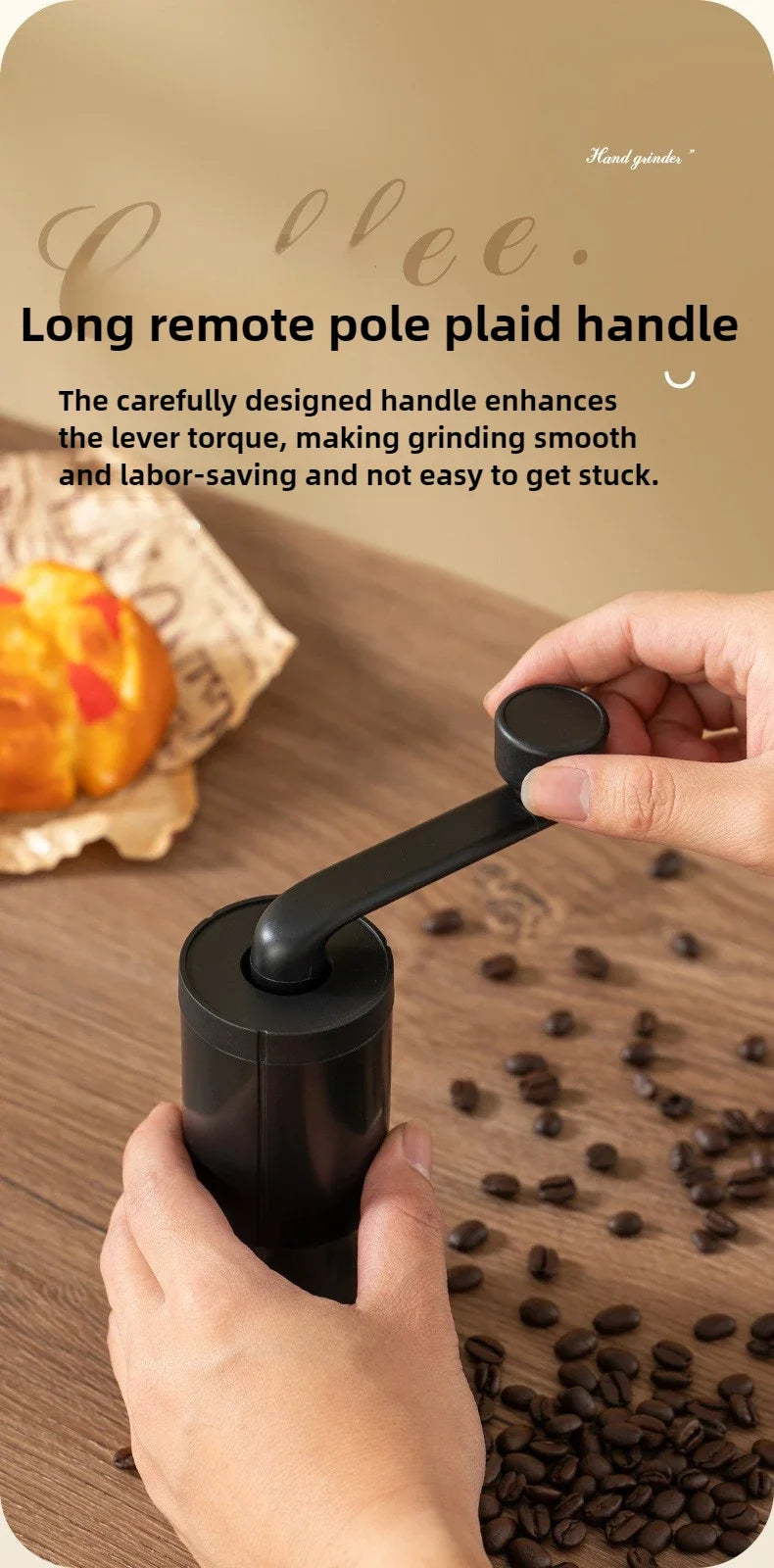 2025 New Hand Cranked Coffee Grinder Portable Adjustable Grinder Home Outdoors Travel Hand Crank Coffee Utensil