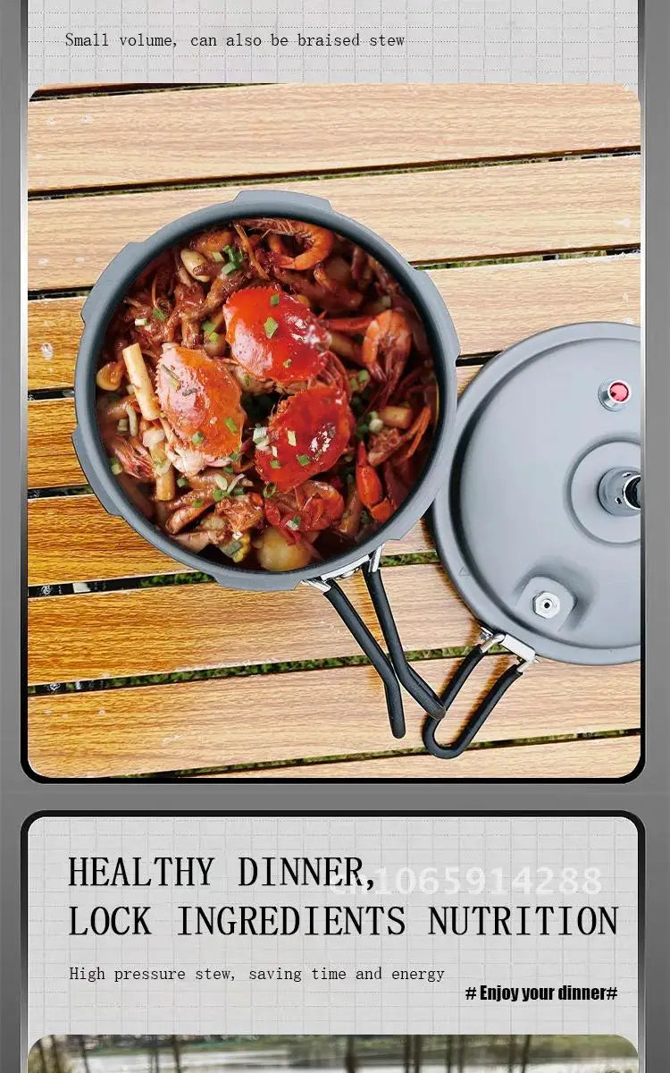 Portable Folding Outdoor Pressure Cooker Hiking Mountaineering Pressure Cooker 80kpa Plateau Cookware Camping Mini 1.8L