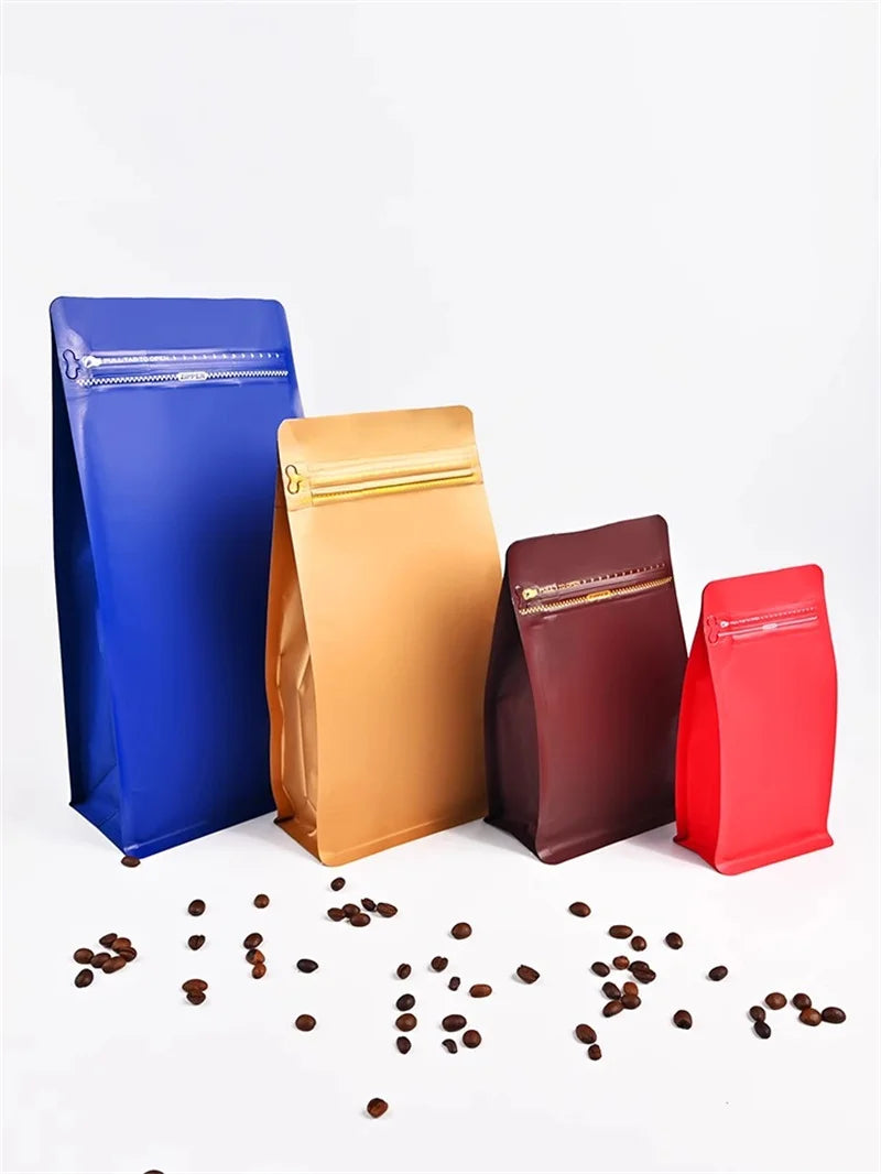 StoBag 50pcs Coffee Beans Bag Packaging with/No Valve Aluminum Foil Sealed for Powder Nuts Storage Reusable Pouches