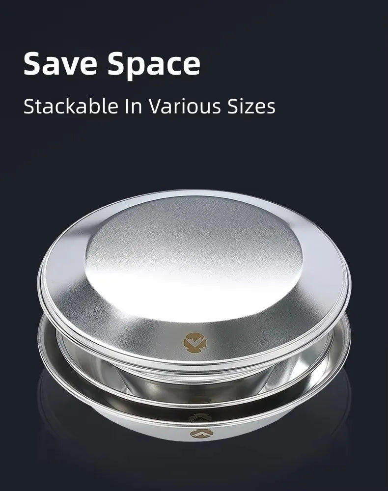 CAMPINGMOON Stainless Steel 304 Bowl Plate Dish Camping Cookware Set Japan Korea Style BBQ Outdoor Dish 8 Piece With Plate Set