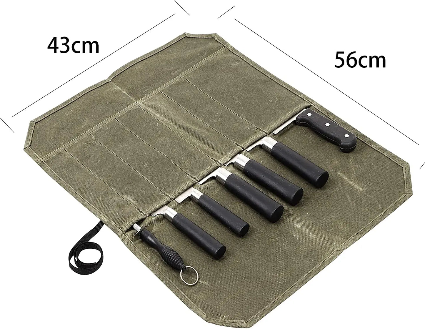 Chef Knife Bag Kitchen Roll Bag Heavy Duty Canvas Waxed Canvas Portable Durable Waterproof Knife Storage Camping BBQ