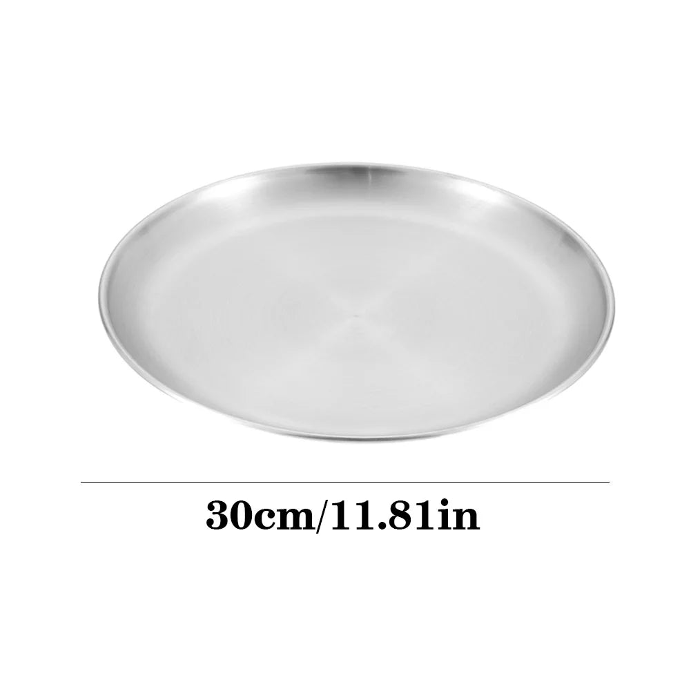 Stainless Steel Plates Camping Plates Reusable Dinner Plates Feeding Serving Tableware for Outdoor Camping Hiking Picnic BBQ