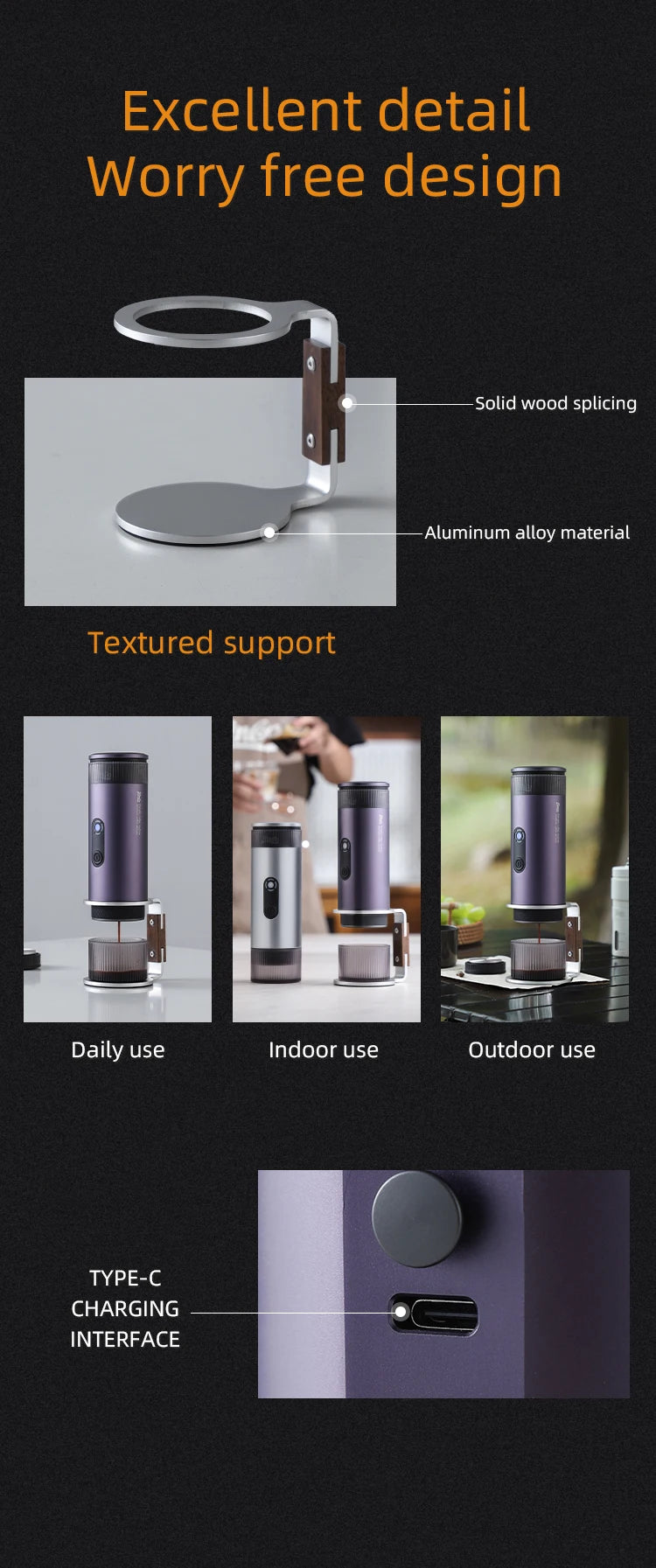 Bincoo Camping Portable Coffee Machine，Electric Wireless Heating Concentrate Extraction Espresso Machine，Design RedDot Award Hot