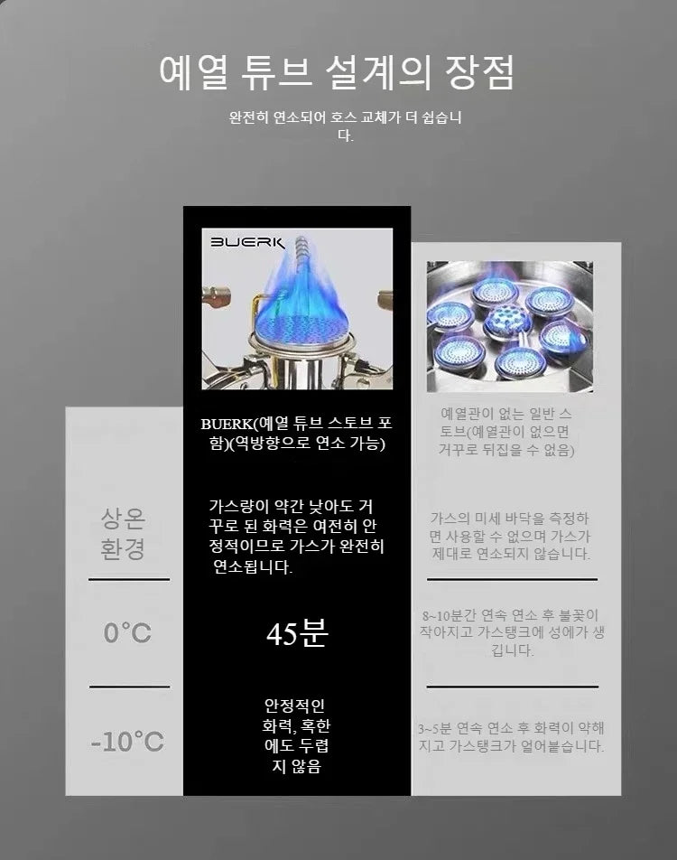 BUERK 4800W Camping Burner Powerful Gas Stove Cookware Portable Furnace Picnic BBQ Stove Gas Burner Barbecue Camping Equipment