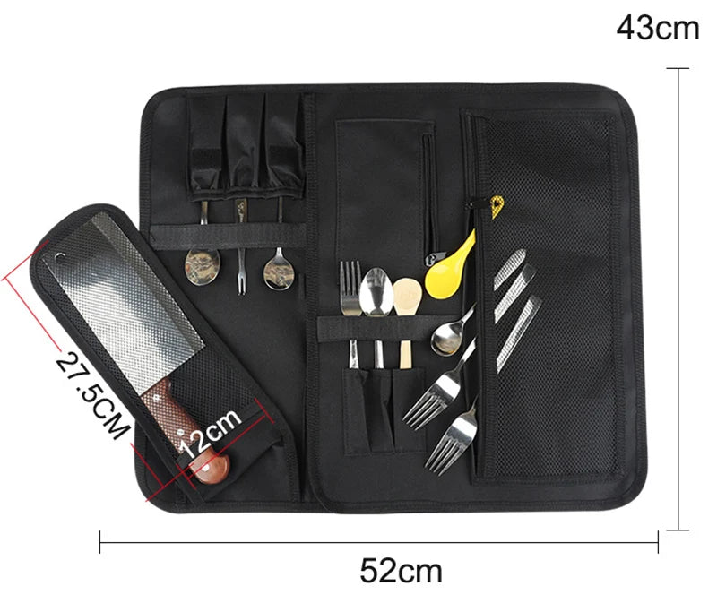 Chef Knife Roll Bag Kitchen Meat Cleaver Slicing Utensils Storage Pocket Camping Hunting Nakiri Japanese Knives Carry Case