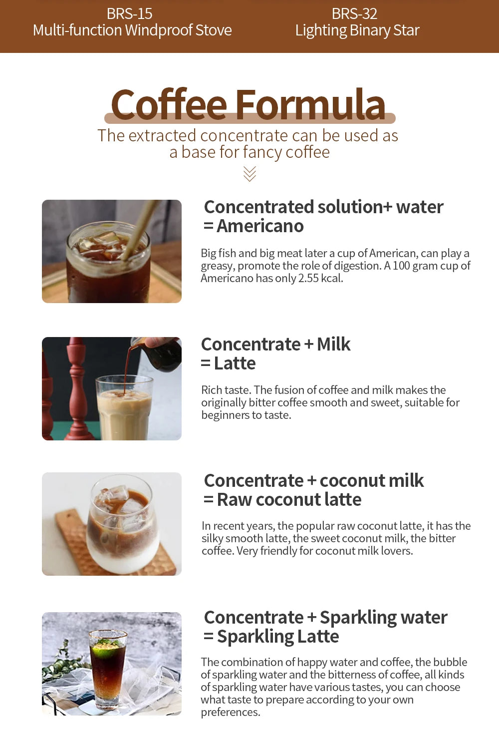 BRS Camping Stovetop Coffee Distiller Outdoor Brewed Coffee Grinder Maker Stainless Steel Moka Pot for Picnic Office Home