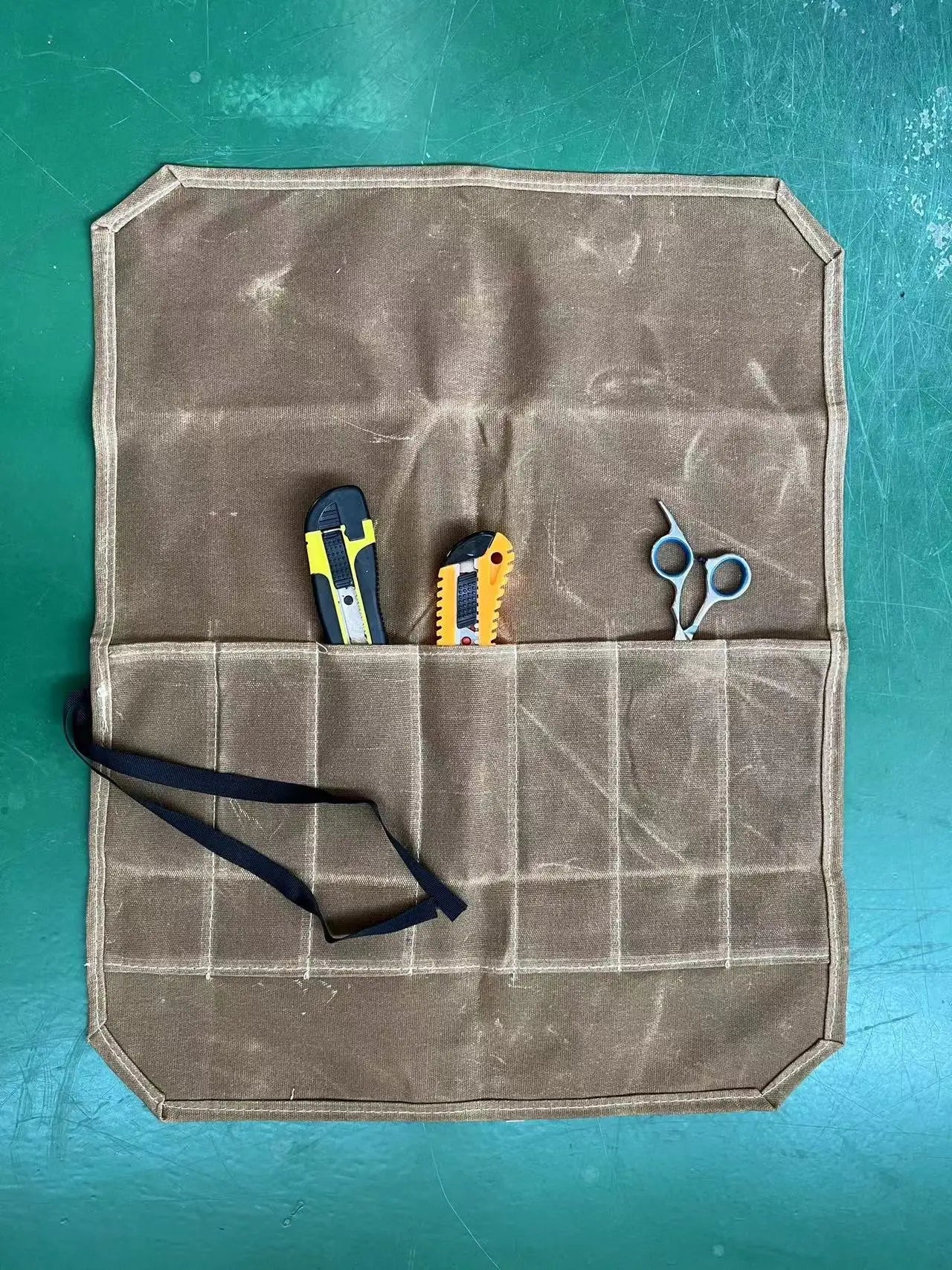 Chef Knife Bag Kitchen Roll Bag Heavy Duty Canvas Waxed Canvas Portable Durable Waterproof Knife Storage Camping BBQ