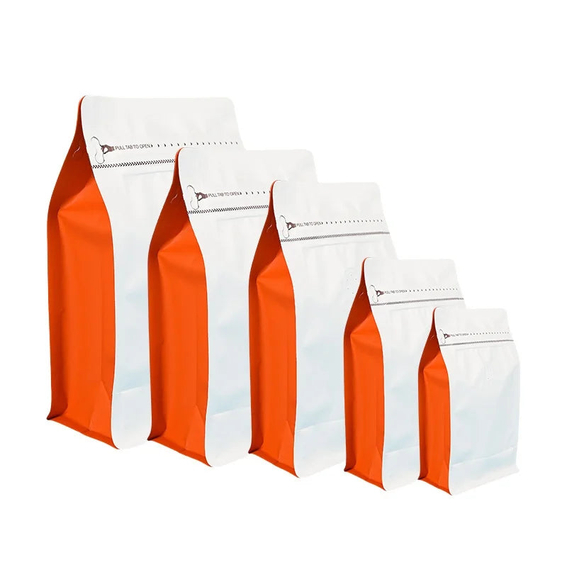 StoBag 50pcs Coffee Beans Bag Packaging with/No Valve Aluminum Foil Sealed for Powder Nuts Storage Reusable Pouches