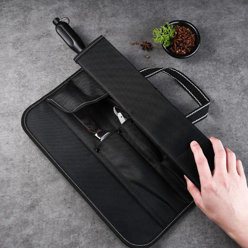 6 Pockets Cooking Chef Knife Roll Bag Kitchen Cutter Storage Holder Outdoor Camping Travel Portable Carry Knives Protective Case