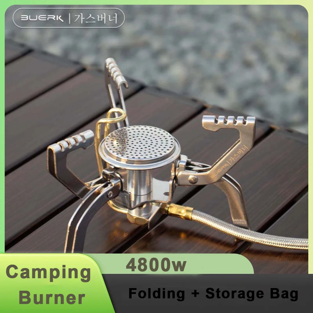 BUERK 4800W Camping Burner Powerful Gas Stove Cookware Portable Furnace Picnic BBQ Stove Gas Burner Barbecue Camping Equipment