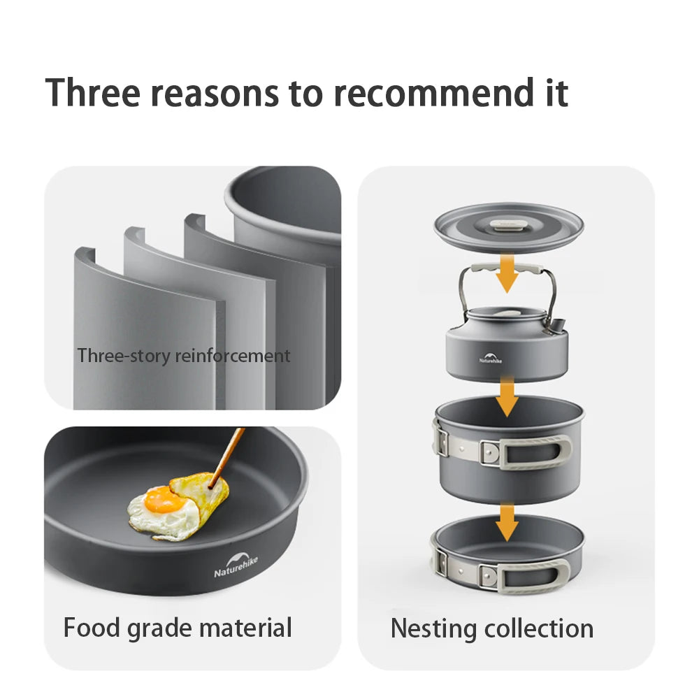 Camping Cookware Set Outdoor Pot Tableware Kit Camp Kitchen Equipment Accessories Pot Outdoor Camping Hiking and Picnic Tourist