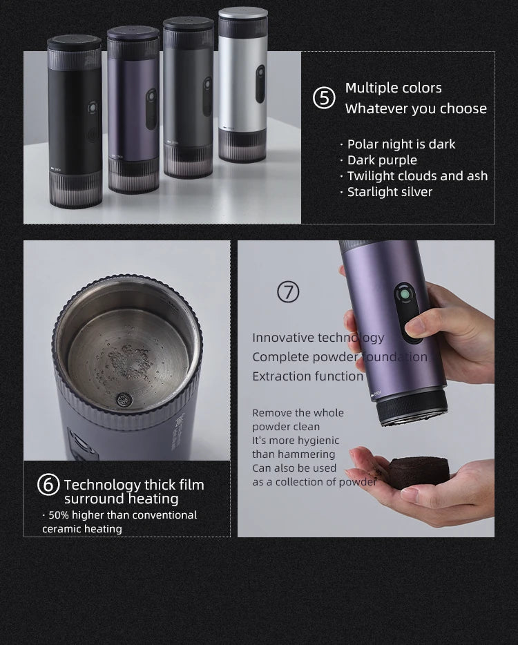 Bincoo Camping Portable Coffee Machine，Electric Wireless Heating Concentrate Extraction Espresso Machine，Design RedDot Award Hot