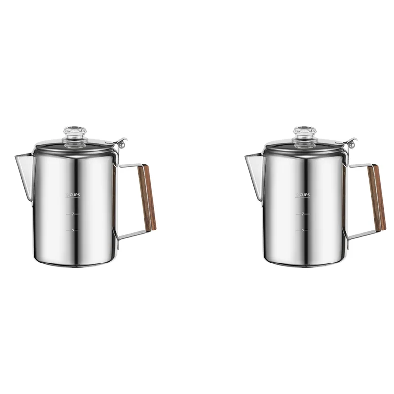 ABUN-2X Coffee Percolators Stovetop For Camping, Percolator Coffee Pot Stainless Steel Coffee Maker Camping Outdoors 9 Cup