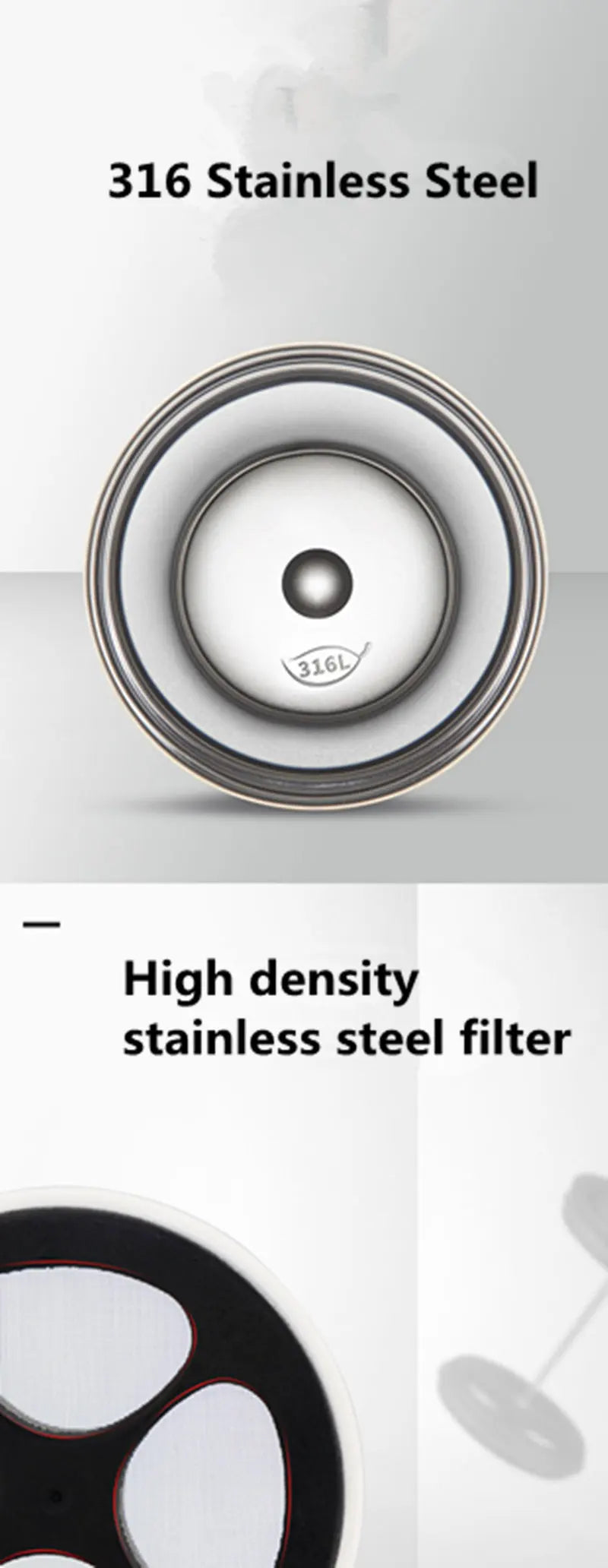 Portable French Press Coffee Maker 316 Stainless Steel Insulated Small French Press Pot For Camping Travel Cup Leakproof  470ML