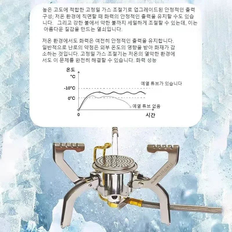 BUERK 4800W Camping Burner Powerful Gas Stove Cookware Portable Furnace Picnic BBQ Stove Gas Burner Barbecue Camping Equipment