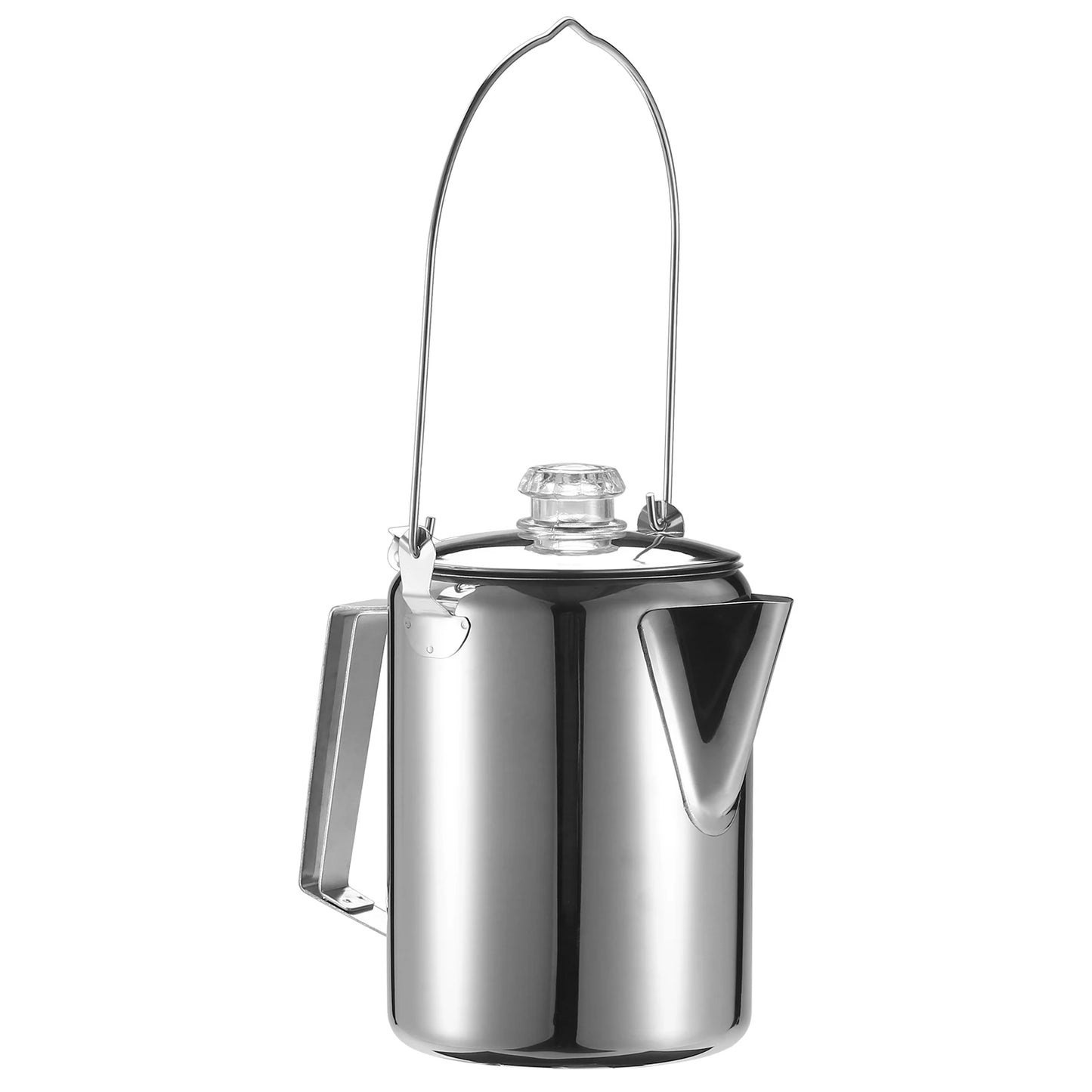 1.2L Outdoor 9 Cup Stainless Steel Percolator Coffee Pot Coffee Maker for Camping Home Kitchen