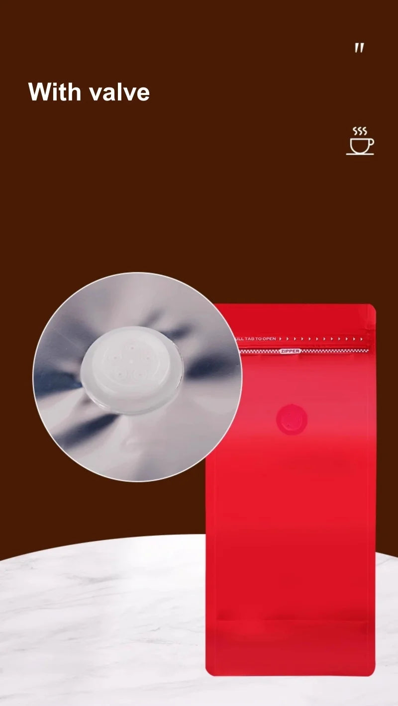 StoBag 50pcs Coffee Beans Bag Packaging with/No Valve Aluminum Foil Sealed for Powder Nuts Storage Reusable Pouches