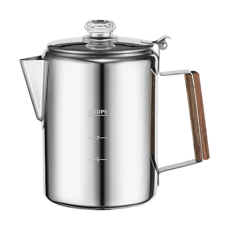 ABUN-2X Coffee Percolators Stovetop For Camping, Percolator Coffee Pot Stainless Steel Coffee Maker Camping Outdoors 9 Cup