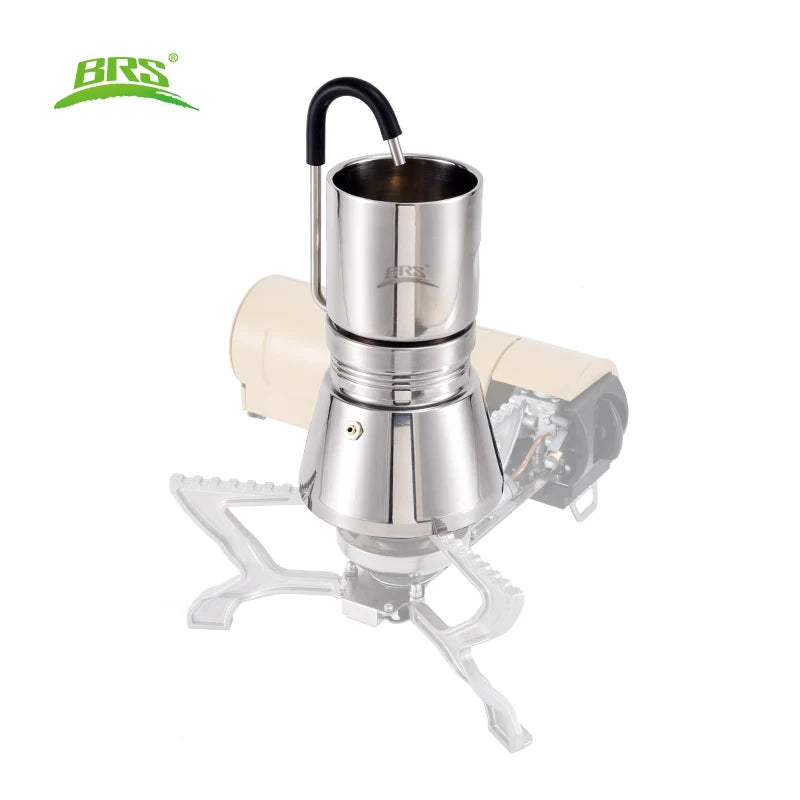 BRS Camping Stovetop Coffee Distiller Outdoor Brewed Coffee Grinder Maker Stainless Steel Moka Pot for Picnic Office Home