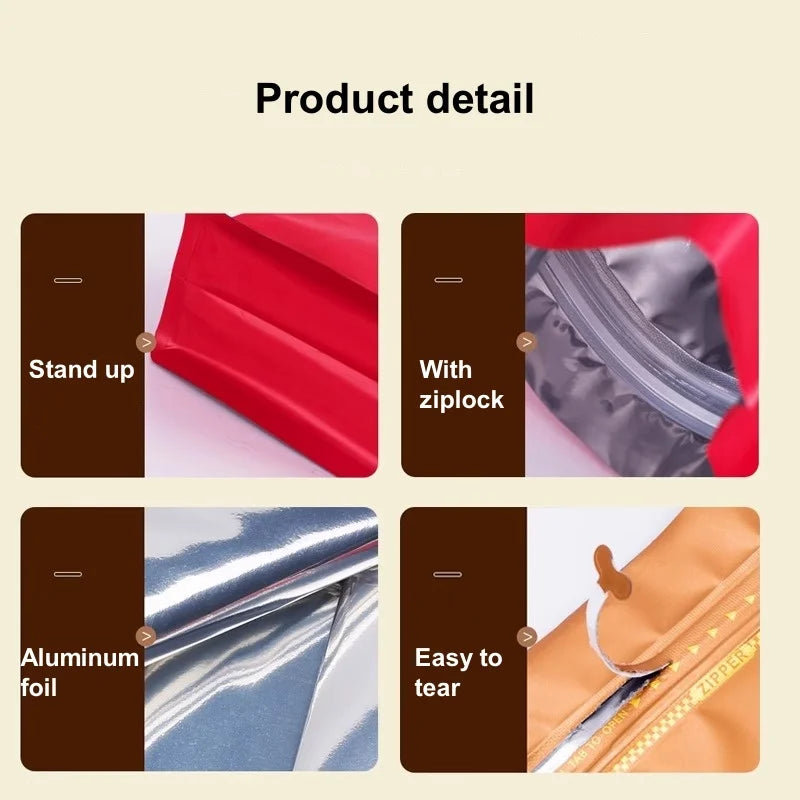 StoBag 50pcs Coffee Beans Bag Packaging with/No Valve Aluminum Foil Sealed for Powder Nuts Storage Reusable Pouches