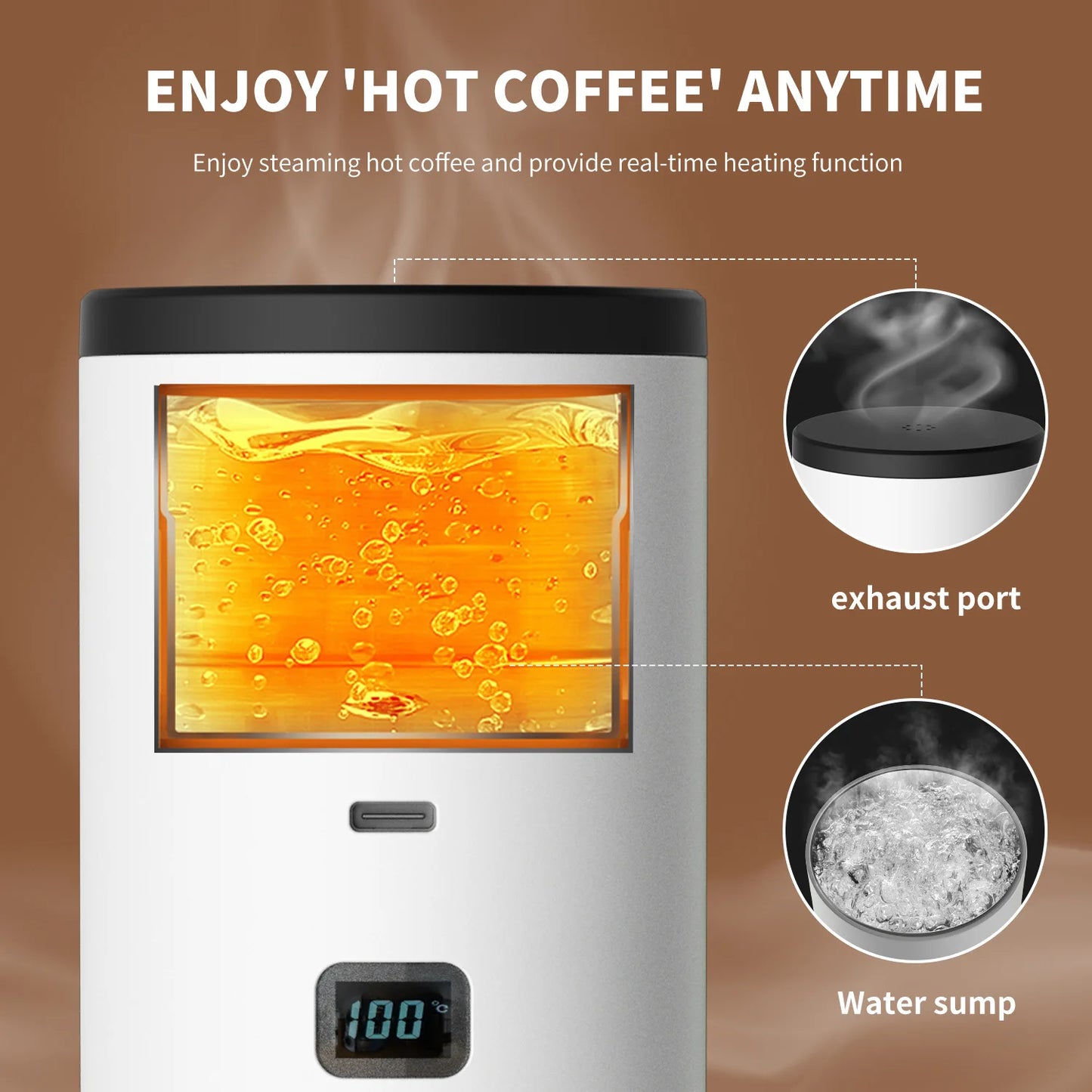 Portable electric coffee machine, capsule coffee maker with wireless heating function, suitable for cars and home camping