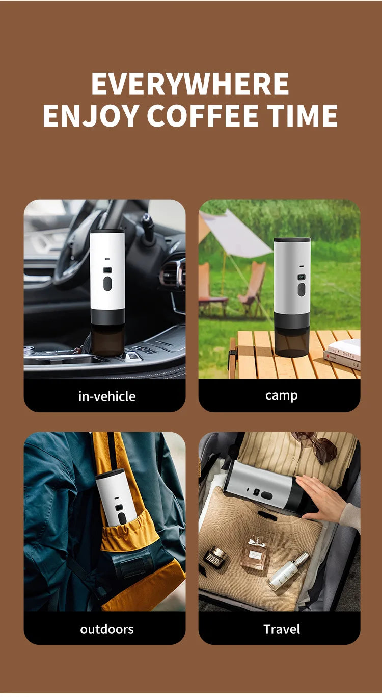 Portable electric coffee machine, capsule coffee maker with wireless heating function, suitable for cars and home camping