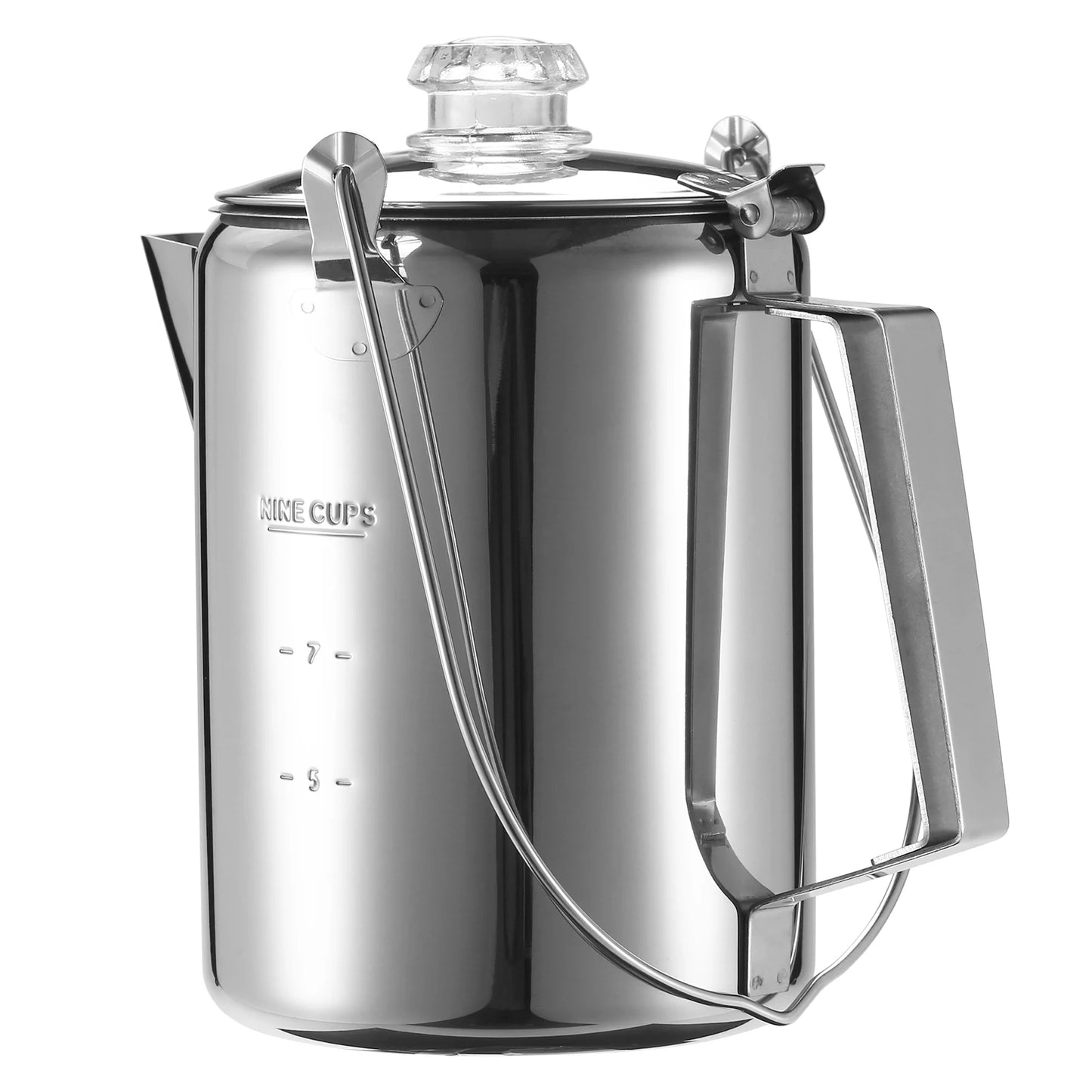 1.2L Outdoor 9 Cup Stainless Steel Percolator Coffee Pot Coffee Maker for Camping Home Kitchen