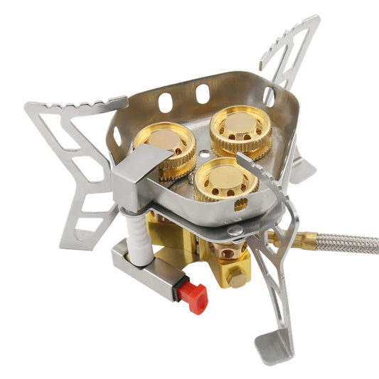 6800W High Power Outdoor Stove 3-Core Gases Burner Windproof Camping Stove with Adjustable Valve for Hiking Picnic Cooking