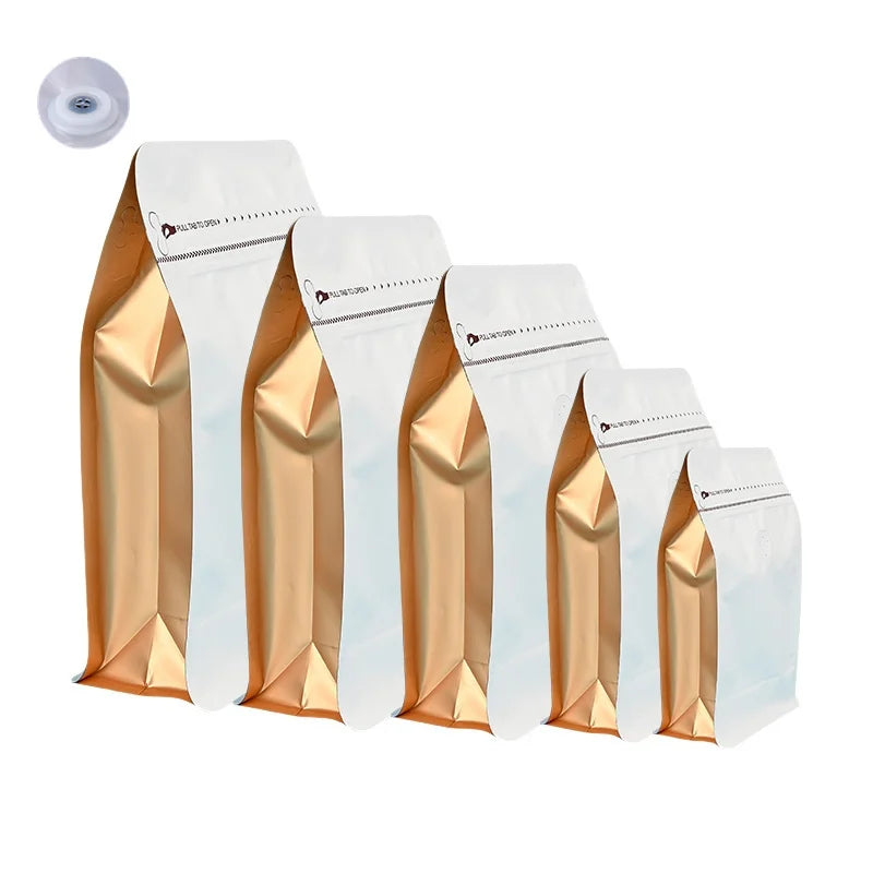 StoBag 50pcs Coffee Beans Bag Packaging with/No Valve Aluminum Foil Sealed for Powder Nuts Storage Reusable Pouches