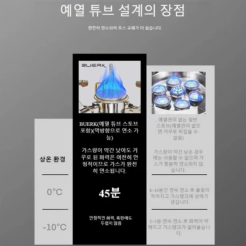 BUERK 4800W Camping Burner Powerful Gas Stove Cookware Portable Furnace Picnic BBQ Stove Gas Burner Barbecue Camping Equipment