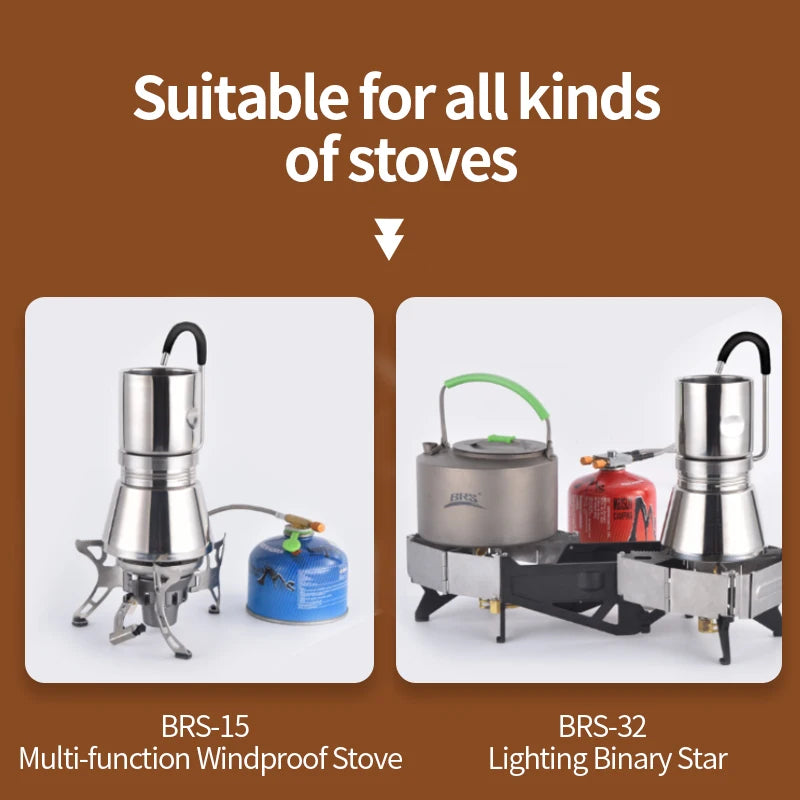 BRS Camping Stovetop Coffee Distiller Outdoor Brewed Coffee Grinder Maker Stainless Steel Moka Pot for Picnic Office Home