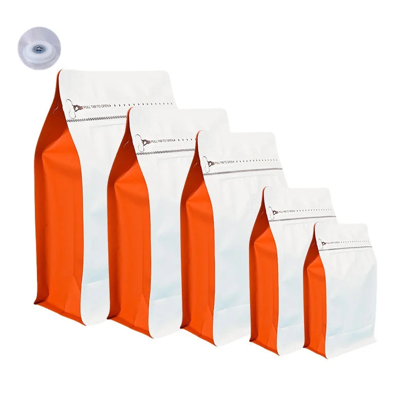 StoBag 50pcs Coffee Beans Bag Packaging with/No Valve Aluminum Foil Sealed for Powder Nuts Storage Reusable Pouches