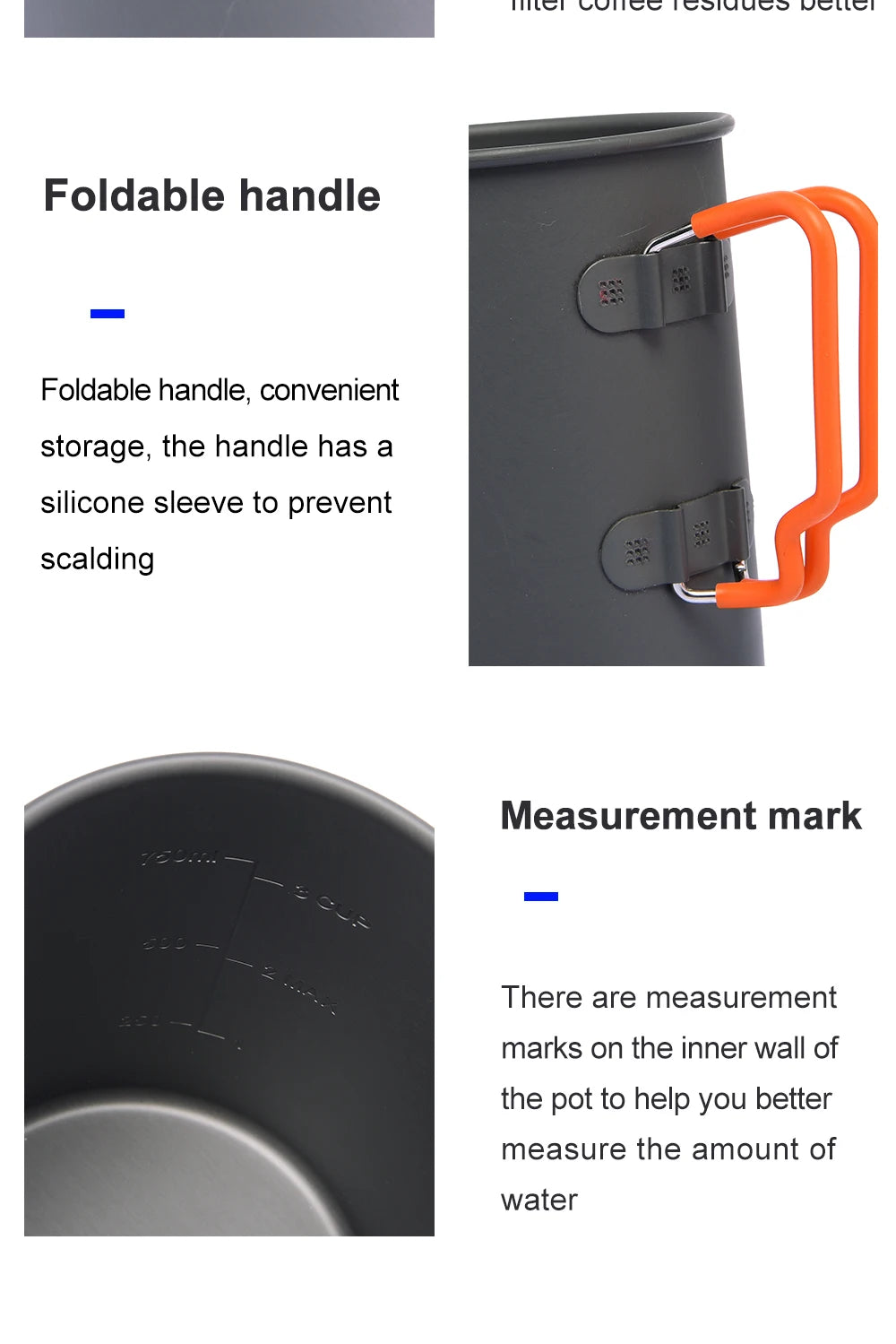 Widesea Camping Coffee Pot with French Press Outdoor Cup Mug Cookware for Hiking Trekking